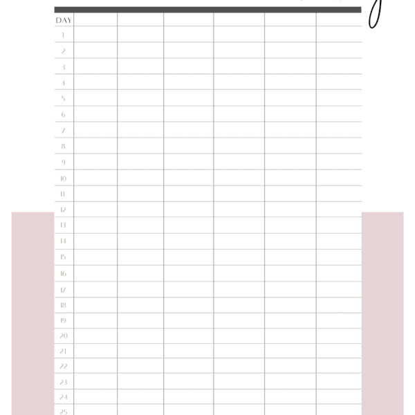 challenge tracker printable