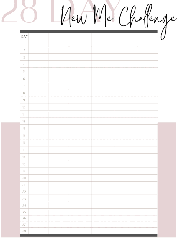 challenge tracker printable