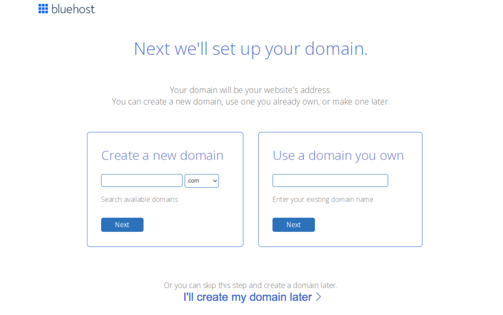 how to pick a domain on bluehost